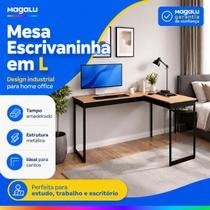 Mesa Escrivaninha em L para Computador Home Office Gamer Estudo Trabalho com Estrutura Preta Resistente Mesa Escrivaninha em L para Computador Home Office Gamer Estudo Trabalho com Estrutura Preta Resistente