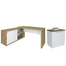Mesa Escrivaninha em L Sharp e Balcão 70cm 2 Portas Tok A06 Olmo/Branco - Mpozenato Mesa Escrivaninha em L Sharp e Balcão 70cm 2 Portas Tok A06 Olmo/Branco - Mpozenato