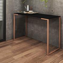 Mesa Escrivaninha Escritório e Home Office Ley Industrial Ferro Bronze Tampo MDF Preto - Ahz Móveis