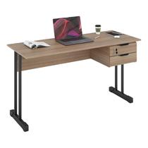 Mesa Escrivaninha Escritorio Home Office 2 Gavetas pés aço 100x53 Ecos Branco
