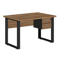Mesa Escrivaninha Escritório para computador e notebook PÉ QUADRO 1,20x0,60m com Gavetas NOGAL SEVILHA/PRETO