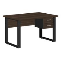 Mesa Escrivaninha Escritório PÉ QUADRO 1,50x0,60m com Gavetas MARSALA PRETO