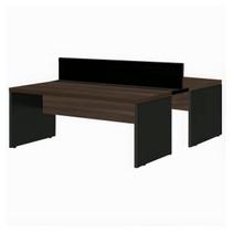 Mesa Escrivaninha Estação de Trabalho Dupla 1,50x1,35m 02 Lugares sem Gavetas com ponto de tomada WORKSTART MARSALA PRETO