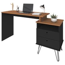 Mesa Escrivaninha Estilo Industrial Flex Lux A06 Freijó/Preto - Mpozenato