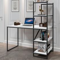 Mesa Escrivaninha Fit 4 Prateleiras Preto/Branco - Art Panta