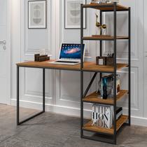 Mesa Escrivaninha Fit 4 Prateleiras Preto/Canela Rústico - Art Panta Mesa Escrivaninha Fit 4 Prateleiras Preto/Canela Rústico - Art Panta