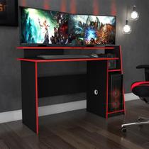 Mesa Escrivaninha Gamer 130 Cm para PC Evolution Preto Vermelho Movelbento