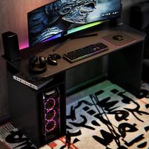 Mesa Escrivaninha Gamer Athenas Preta 115cm com Nichos e Espaço para Cpu