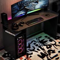 Mesa Escrivaninha Gamer Athenas Preto 115cm com Nichos e Espaço para Cpu