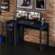 Mesa Escrivaninha Gamer com 2 Nichos - Preto/Azul