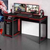 Mesa Escrivaninha Gamer com 2 Nichos - Preto/Vermelho