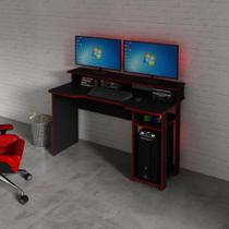 Mesa Escrivaninha Gamer com 4 Nichos Tecno Mobili - Preto/Vermelho