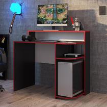 Mesa Escrivaninha Gamer Organizadora Nicho Para Computador PC 4 Prateleiras Power Preto Vermelho