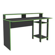 Mesa Escrivaninha Gamer para Computador Vulcano 3 Prateleiras 136cm Cor Preto/Verde - Mademóvel Mesa Escrivaninha Gamer para Computador Vulcano 3 Prateleiras 136cm Cor Preto/Verde - Mademóvel