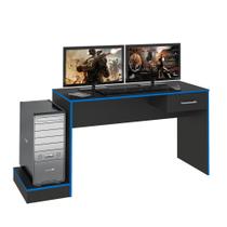 Mesa Escrivaninha Gamer Preto Acetinado c/Azul