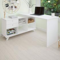 Mesa Escrivaninha Gold 2 Gavetas 2 Prateleiras Branco - Artany