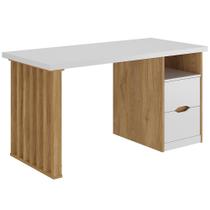 Mesa Escrivaninha Home Office 142cm 2 Gavetas Dora A02 Branco Olmo - Lyam Decor
