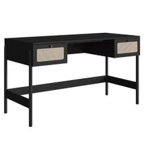 Mesa Escrivaninha Home Office Pés Madeira Arlo A10 Nero/Preto - Mpozenato