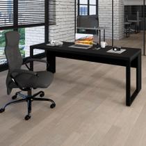Mesa Escrivaninha Industrial 1.90m Pés Metal Preta F5 Office Mesa Escrivaninha Industrial 1.90m Pés Metal Preta F5 Office