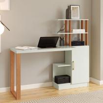 Mesa Escrivaninha Industrial 1 Porta 100% Mdf Off White/Freijó/Gold F17 - Pradel Mesa Escrivaninha Industrial 1 Porta 100% Mdf Off White/Freijó/Gold F17 - Pradel