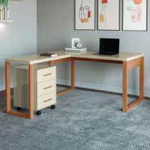 Mesa Escrivaninha Industrial 100% Mdf Off White/Freijó F22 - Pradel Mesa Escrivaninha Industrial 100% Mdf Off White/Freijó F22 - Pradel