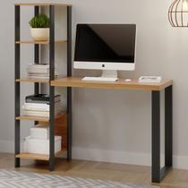 Mesa Escrivaninha Industrial 4 Prateleiras 100% Mdf Freijó/Preto Fosco F29 - Pradel Mesa Escrivaninha Industrial 4 Prateleiras 100% Mdf Freijó/Preto Fosco F29 - Pradel