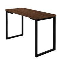 Mesa Escrivaninha Industrial Freijó 90cm Base Metálica Preta - Vallisa Decor