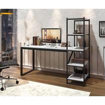 Mesa Escrivaninha Industrial Home Office com 5 Prateleiras Innovare Preto e Branco - ART PANTA