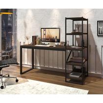 Mesa Escrivaninha Industrial Home Office com 5 Prateleiras Innovare Preto e Castanho