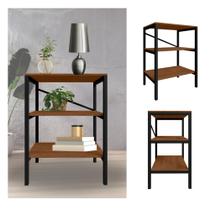 Mesa escrivaninha industrial multiuso aço/mdp - preto/canela Mesa escrivaninha industrial multiuso aço/mdp - preto/canela