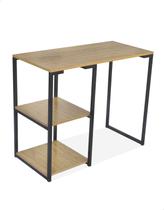 Mesa Escrivaninha Industrial Nic 90cm com Prateleira Naturale e Preto para Quarto e Escritório Mesa Escrivaninha Industrial Nic 90cm com Prateleira Naturale e Preto para Quarto e Escritório