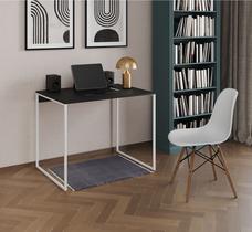 Mesa Escrivaninha Industrial Tampo de Madeira 90x53cm Ferro Branco Mesa Escrivaninha Industrial Tampo de Madeira 90x53cm Ferro Branco