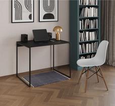 Mesa Escrivaninha Industrial Tampo de Madeira 90x53cm Ferro Preto Mesa Escrivaninha Industrial Tampo de Madeira 90x53cm Ferro Preto