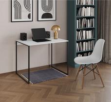 Mesa Escrivaninha Industrial Tampo de Madeira 90x53cm Ferro Preto