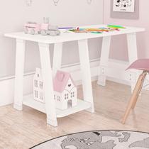 Mesa Escrivaninha Infantil Skye 1 Prateleira Branco - Politorno