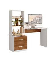 Mesa Escrivaninha Iris com Nicho 2 Gavetas - Branco/Savana Mesa Escrivaninha Iris com Nicho 2 Gavetas - Branco/Savana