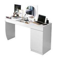 Mesa Escrivaninha Klein com Espelho/ Nicho Organizador Branco - Bela Móveis