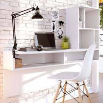 Mesa Escrivaninha Lilac 2 Prateleiras Branco Fosco - Colibri