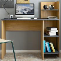 Mesa Escrivaninha Link 3 Prateleiras Carvalho/Grafite - Artely Mesa Escrivaninha Link 3 Prateleiras Carvalho/Grafite - Artely