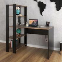 Mesa Escrivaninha Match 3 Prateleiras Pinho/Preto - Pnr Móveis Mesa Escrivaninha Match 3 Prateleiras Pinho/Preto - Pnr Móveis
