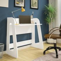 Mesa Escrivaninha MDF 1 Prateleira Computador Multiuso Organizador Home Office Quarto Artely Branco