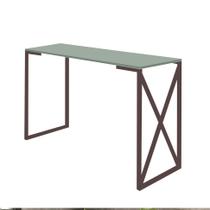 Mesa Escrivaninha Mesa de Estudos Bex Home Office Ferro Marrom MDF Verde Oliva - Ahazzo Móveis