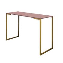 Mesa Escrivaninha Mesa de Estudos Stan 90cm Home Office Ferro Dourado MDF Rose - Ahz Móveis