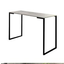 Mesa Escrivaninha Mesa de Estudos Stan 90cm Home Office Ferro Preto MDF Marmorizado Cinza - Ahz Móveis