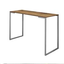 Mesa Escrivaninha Mesa de Estudos Stan Home Office Ferro Cinza Tampo MDF Castanho - Ahazzo Móveis