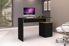 Mesa / Escrivaninha Off Para Escritório Moderna Com Gaveta e Porta Cor Nature/Preto