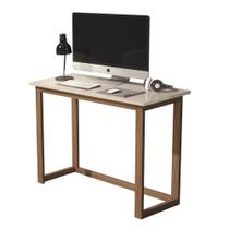 mesa escrivaninha off white com pes de madeira pequena 90CM