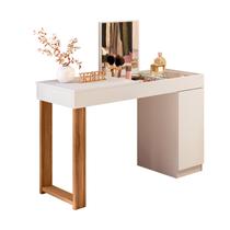 Mesa Escrivaninha Office Penteadeira Love Moderna Espelho Branco Fosco Com Cinamomo Mel Mesa Escrivaninha Office Penteadeira Love Moderna Espelho Branco Fosco Com Cinamomo Mel