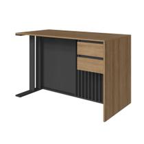 Mesa Escrivaninha Office Ripada 2 Gavetas 120cm Mel/Grafite Prolar MS8022 - Faema Móveis