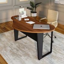 Mesa Escrivaninha Orgânica Linear 173CMX94CM Pés Metal para Escritório Home Office F5 Corporate Marrom/Nogal/Preto Mesa Escrivaninha Orgânica Linear 173CMX94CM Pés Metal para Escritório Home Office F5 Corporate Marrom/Nogal/Preto